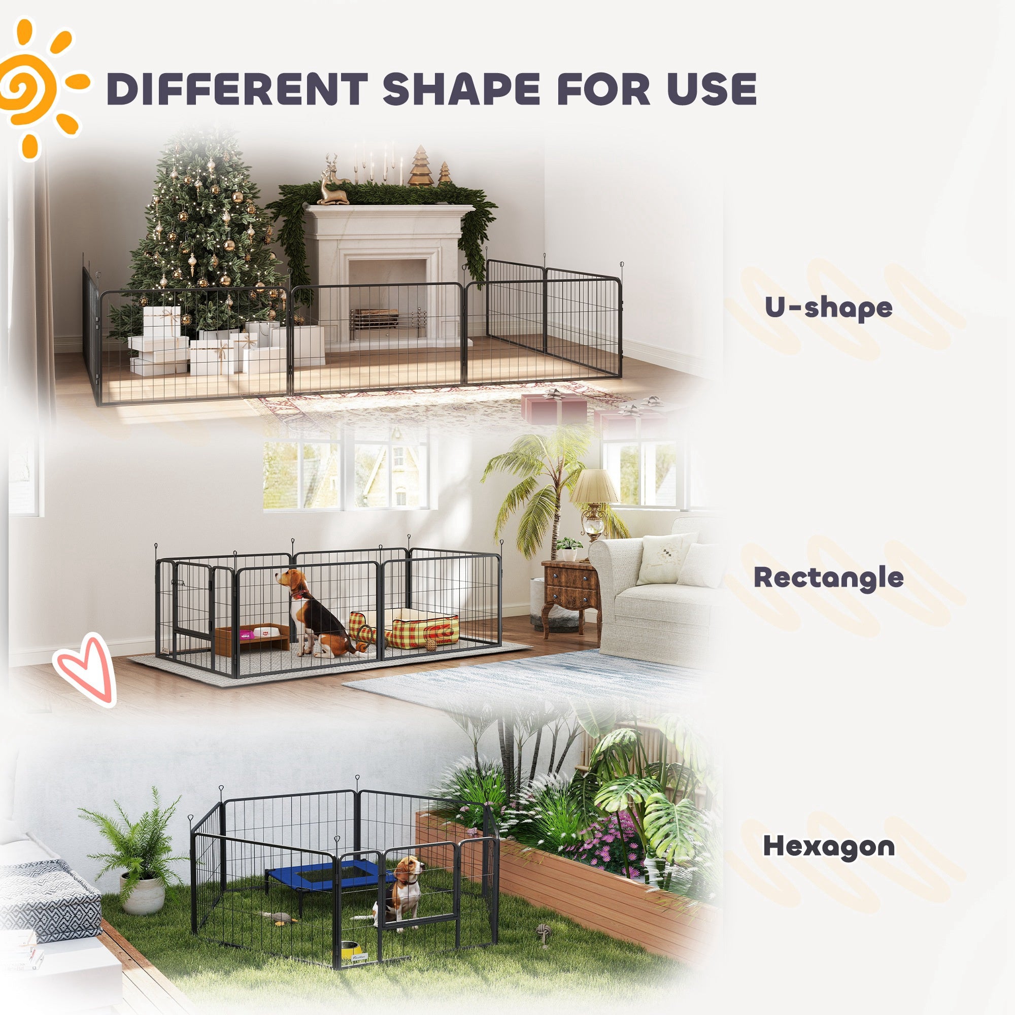 Whelping Box for Dogs, Puppies, 7 Panel Dog Playpen with Two Rooms, Washable Whelping Pads, Water-Resistant Oxford Fabric, Two Doors, for Small and Medium Dogs
