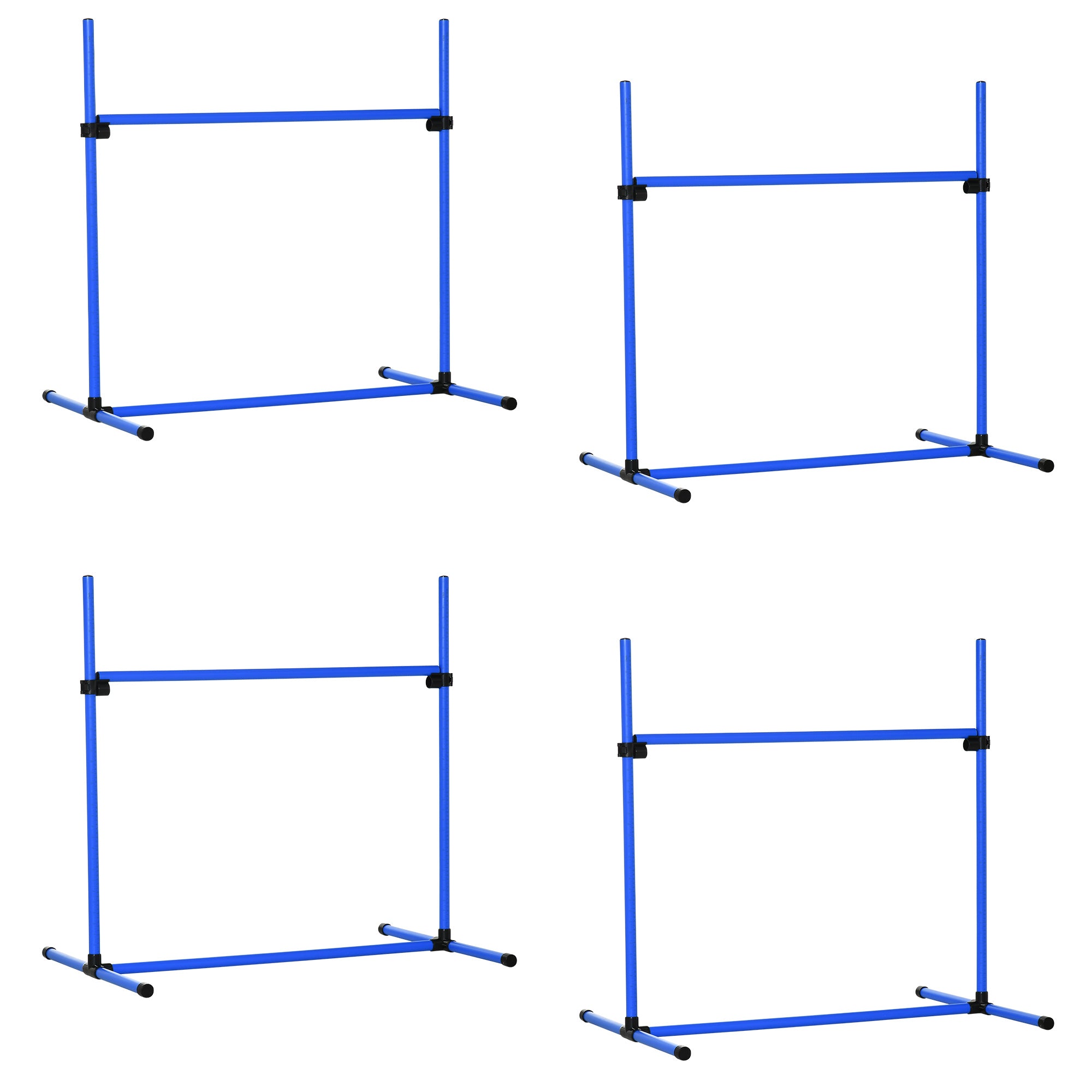 Large Size Dog Agility Training Equipment 4.5KG Net Wight, 4 PCS Adjustable Height Jump Bars, Obstacle Course Starter Kit for Large Medium Small Dog Puppy, Blue
