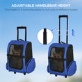Load image into Gallery viewer, Pet Travel Backpack Bag Cat Puppy Dog Carrier w/ Trolley and Telescopic Handle Portable Stroller Wheel Luggage Bag (Blue)
