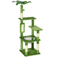 Load image into Gallery viewer, 142cm Cat Tree for Indoor Cats, Cat Tower with Scratching Posts, Scratch Board, Hammock, Toy Balls, Multi-level Platforms, Green

