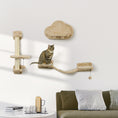 Load image into Gallery viewer, 3Pcs Cat Wall Shelf with Scratching Post, Cat Wall Shelves for Relaxing, Climbing, Cat Wall With Soft Ladder and Play Balls, Beige
