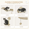 Load image into Gallery viewer, 3Pcs Cat Wall Shelf with Scratching Post, Cat Wall Shelves for Relaxing, Climbing, Cat Wall With Soft Ladder and Play Balls, Beige
