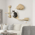 Load image into Gallery viewer, 3Pcs Cat Wall Shelf with Scratching Post, Cat Wall Shelves for Relaxing, Climbing, Cat Wall With Soft Ladder and Play Balls, Beige
