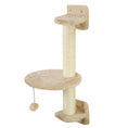 Load image into Gallery viewer, 3Pcs Cat Wall Shelf with Scratching Post, Cat Wall Shelves for Relaxing, Climbing, Cat Wall With Soft Ladder and Play Balls, Beige
