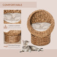 Load image into Gallery viewer, PawHut Handwoven Elevated Cat Bed with Soft Cushion & Cat Egg Chair Shape, Cat Basket Bed Kitty House with Stand, Raised Wicker Cat Bed for Indoor Cats, 23.5" H, Brown
