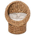 Load image into Gallery viewer, PawHut Handwoven Elevated Cat Bed with Soft Cushion & Cat Egg Chair Shape, Cat Basket Bed Kitty House with Stand, Raised Wicker Cat Bed for Indoor Cats, 23.5" H, Brown
