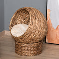 Load image into Gallery viewer, PawHut Handwoven Elevated Cat Bed with Soft Cushion & Cat Egg Chair Shape, Cat Basket Bed Kitty House with Stand, Raised Wicker Cat Bed for Indoor Cats, 23.5" H, Brown
