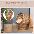 Load image into Gallery viewer, PawHut Handwoven Elevated Cat Bed with Soft Cushion & Cat Egg Chair Shape, Cat Basket Bed Kitty House with Stand, Raised Wicker Cat Bed for Indoor Cats, 23.5" H, Brown

