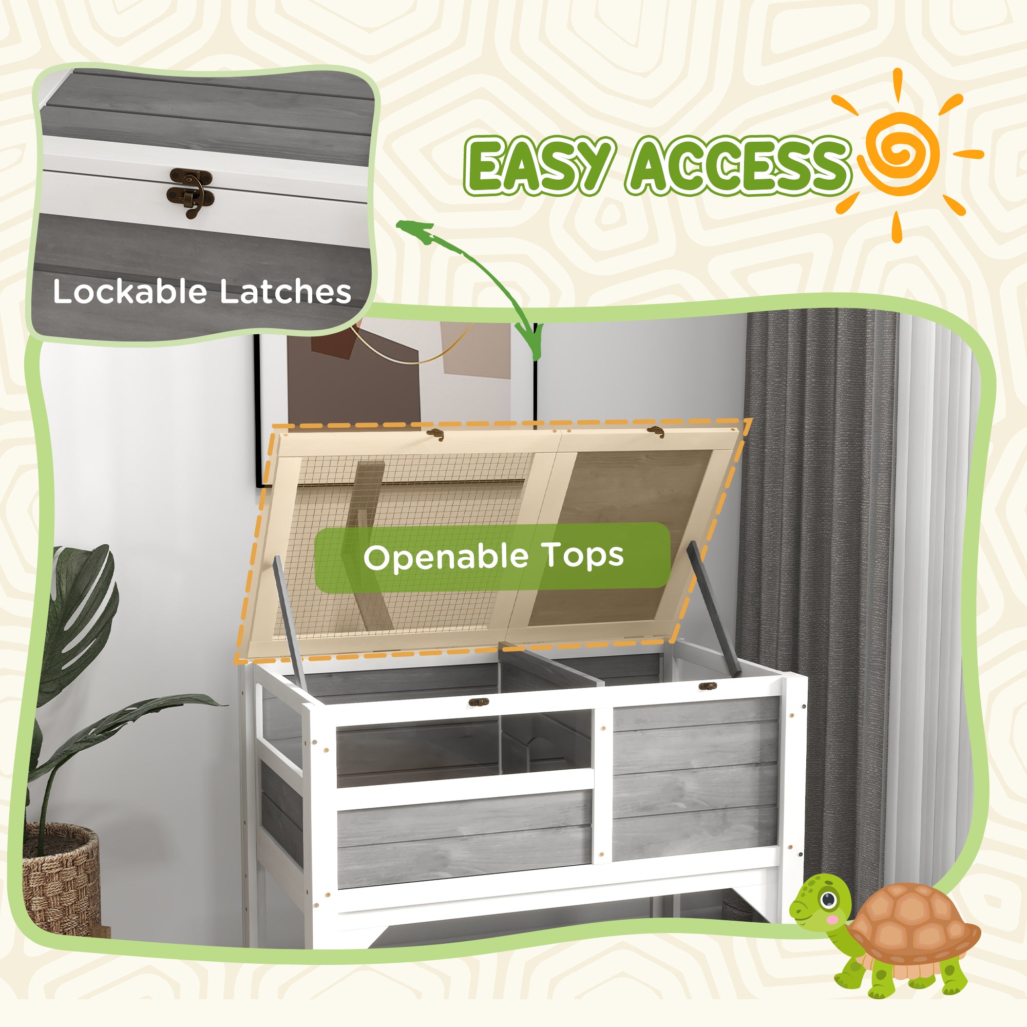 PawHut Tortoise Enclosure with Weatherproof Cover, Storage Shelf