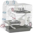 Load image into Gallery viewer, 3-Tier Hamster Cage, Portable Gerbil Cage with Exercise Wheel, Tunnel, Water Bottle, Food Dish, Hut, Ramp, for Dwarf Hamsters, Mouse, 17.7" x 11.8" x 17.7", Grey
