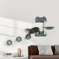 Load image into Gallery viewer, 4 Piece Cat Shelves Cat Wall Furniture Wall-Mounted Cat Tree for Indoor Cat w/ Hammock, Steps, Platforms, Scratching Post - Grey

