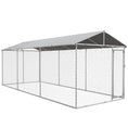Load image into Gallery viewer, Outdoor Dog Kennel Dog Run with Waterproof, UV Resistant Cover for All-Sized Dogs, 19.7' x 7.5' x 7.5', Silver
