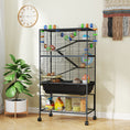 Load image into Gallery viewer, Large Hamster Cage with 7" Deep Tray, 5 Tier Rolling Gerbil Cage with Storage Shelf, Big Exercise Wheel, Tube System, Hut, Platforms, Ramps, for Syrian, Gerbil, Rat
