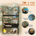 Load image into Gallery viewer, Large Hamster Cage with 7" Deep Tray, 5 Tier Rolling Gerbil Cage with Storage Shelf, Big Exercise Wheel, Tube System, Hut, Platforms, Ramps, for Syrian, Gerbil, Rat
