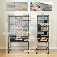 Load image into Gallery viewer, Large Hamster Cage with 7" Deep Tray, 5 Tier Rolling Gerbil Cage with Storage Shelf, Big Exercise Wheel, Tube System, Hut, Platforms, Ramps, for Syrian, Gerbil, Rat
