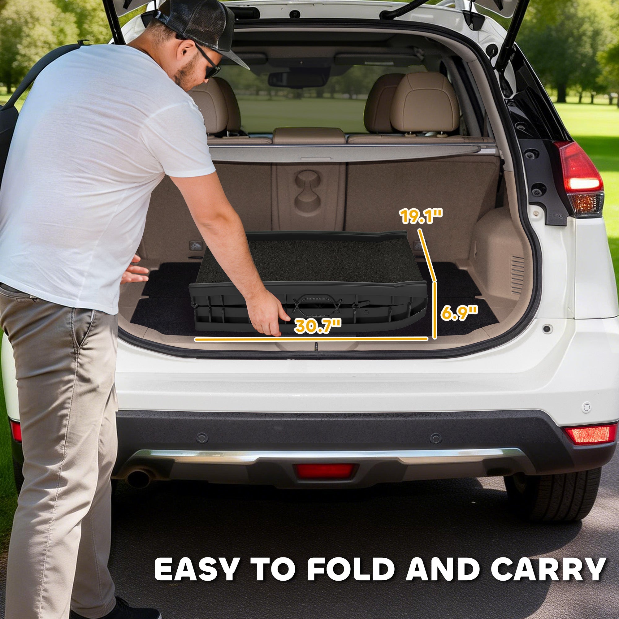 Folding Dog Ramp for Car, Truck, SUV, 61 Inches Portable Pet Ramp with Frosted Surface, Non Slip with Raised Side Rails