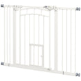 Load image into Gallery viewer, Dog Stair Gate Pet Barrier with Small Cat Door, Pressure Fit Safety Gate  with Auto Closing System, Double Locking, for Hallways, 74-100 cm Openings - White
