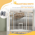 Load image into Gallery viewer, 30"H Tall Dog Gate, Pet Gate with Cat Door, Auto-Close Pressure-Mounted Steel Safety Gate Barrier, Double Locking for Doorways Hallways Stairs, Fits 29"-39.4"W, White

