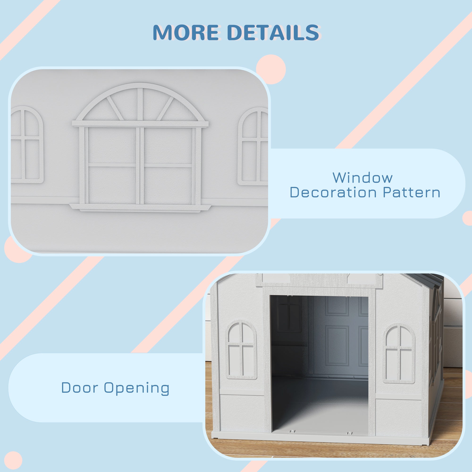 26" Plastic Dog House for Small Medium Dogs, Waterproof Dog Kennel with Air Vents, Outdoor Pet Shelter, Grey