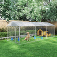 Load image into Gallery viewer, Outdoor Dog Kennel, Heavy Duty Dog Run Outdoor Fence with Waterproof Cover, Galvanized Chain Link, Secure Lock, for Large Breeds, Chickens, Ducks, 20' x 7.5' x 6.5'
