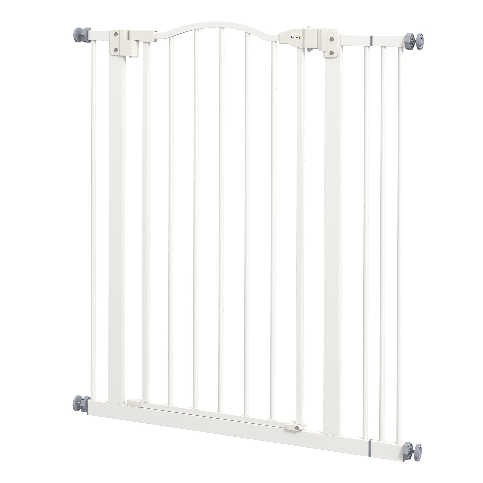 Pressure Fit Dog Stair Gate No Drilling Safety Gate Auto Close for Doorways, Hallways, 74-87cm Adjustable, 94cm Tall, White
