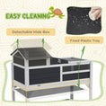 Load image into Gallery viewer, Tortoise House, 2 Layers Wooden Tortoise Enclosure with Adjustable Lamp Holder, Tortoise Table with Openable Lid, Removable Main House, Storage Shelf, Run Box, Fixed Tray - Grey
