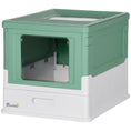Load image into Gallery viewer, PawHut Fully Enclosed Cat Litter Box with Scoop, Hooded Cat Litter House with Drawer Type Tray, Foldable Smell Proof Cat Potty with Front Entry, Top Exit, Portable Pet Toilet with Large Space, Green
