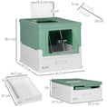 Load image into Gallery viewer, Cat Litter Tray with Hood Enclosed Cat Litter Box Pet Toilet w/ Lid, Scoop, Front Entry, 47.5 x 35.5 x 36.7cm - Green
