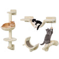 Load image into Gallery viewer, 4 Piece Cat Shelves, Cat Wall Furniture with Hammock, Scratching Posts, Soft Ladder, Steps, Jump Platforms, Hanging Ball for Indoor Kittens, Space Saving - Beige
