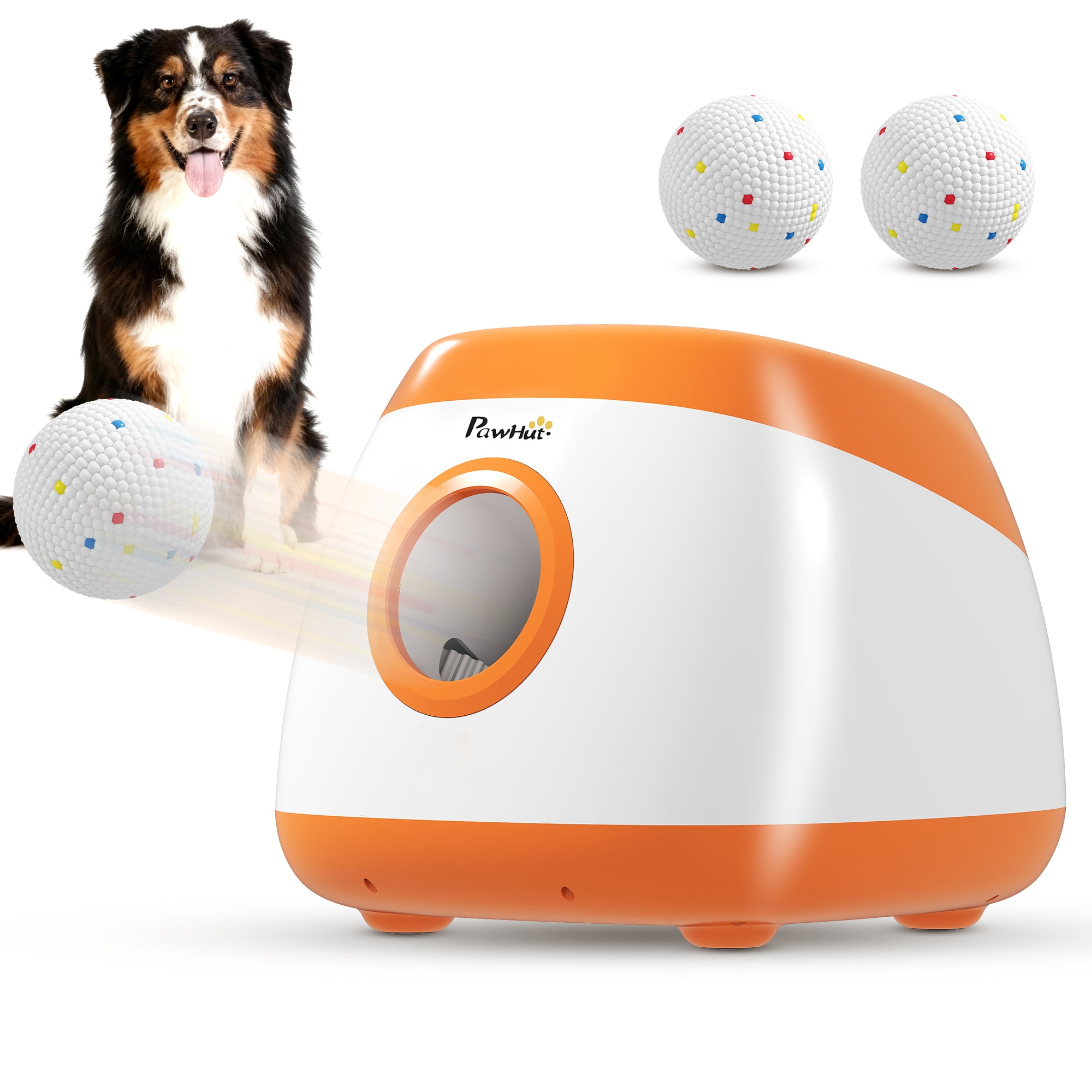 Automatic Dog Ball Launcher for Large Medium Dogs, Upgraded 26-59-79ft Outdoor Ball Launcher with 3* 2.5inch ETPU Balls Play Toys, Interactive Dog Toys for Indoor Outdoor