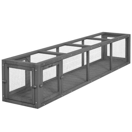 79" Long Cat Tunnel, Cat shelter L- Shape with Extendable Design, Cat Enclosure for Indoor/Outdoor Use with Weather Protection, Removable Door, Lead Grey