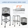 Load image into Gallery viewer, 45-inch Metal Indoor Bird Cage, Parrot Cage, Bird Aviary with Detachable Rolling Stand, Storage Basket, and Accessories - Black
