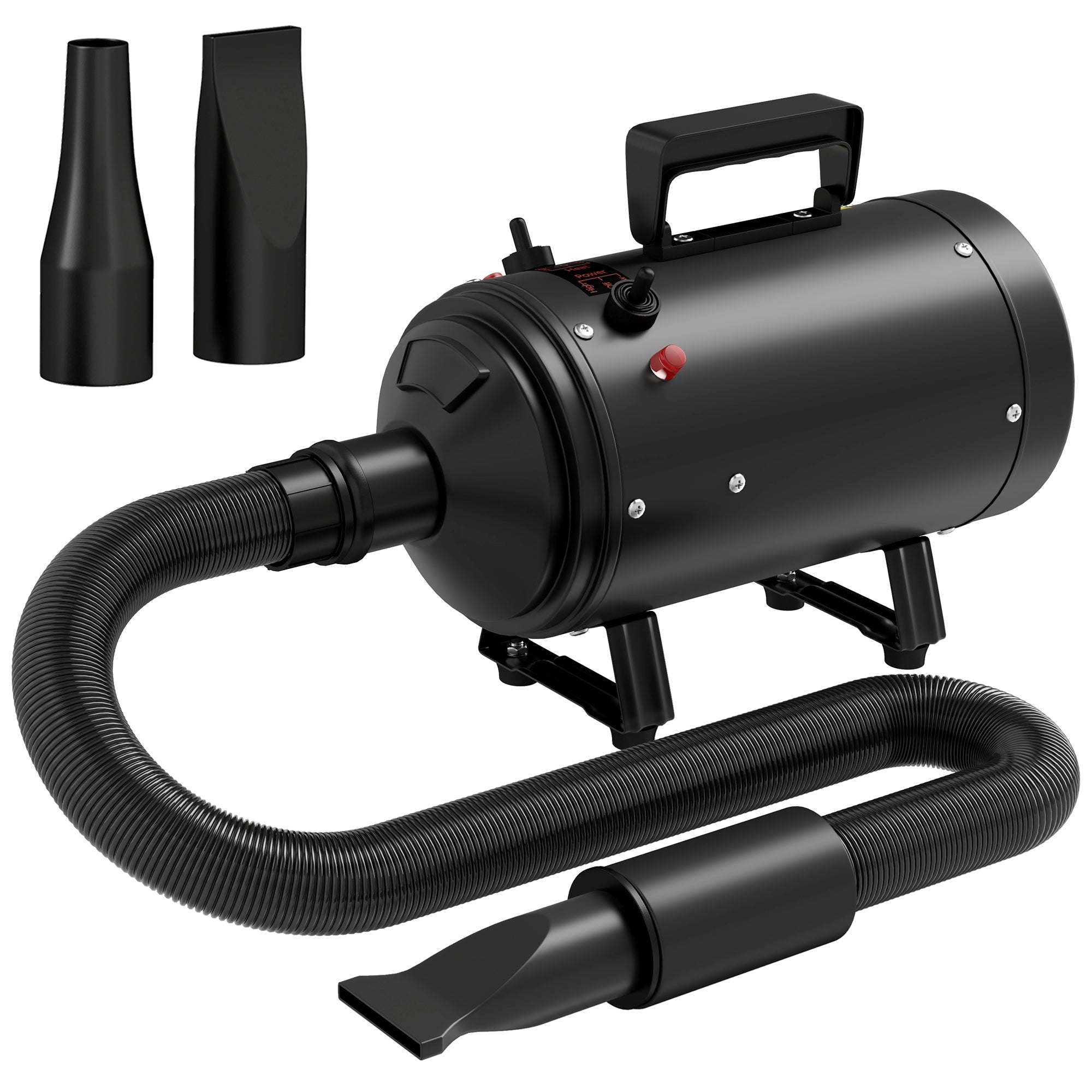 Dog Hair Dryer, 2200W Pet Grooming Hair Dryer with Adjustable Temperature & Velocity, Professional Low Noise Dog Blaster with 3 Different Nozzles, Black