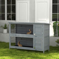 Load image into Gallery viewer, Rabbit Hutch Outdoor Guinea Pig Hutch Bunny Cage with No-Leak Trays, Divider, 136 x 50 x 93cm, Grey
