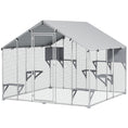 Load image into Gallery viewer, 94.5" Extra Large Catio Outdoor Cat Enclosure, Walk In Cat Cage with Waterproof Cover, 2 Resting Boxes, 7 Platforms, Metal Chicken Run Hen House Rabbit Hutch for Outside
