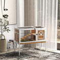 Load image into Gallery viewer, Wooden Rabbit Hutch, Elevated Guinea Pig Cage w/ Openable Roof, Ladder, Removable Tray, 90 x 53 x 87cm - Yellow
