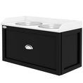 Load image into Gallery viewer, PawHut Dog Feeding Station with Storage Drawer, Dog Food Storage Cabinet with 2 Removable Elevated Dog Bowls for Large Sized Dogs, White and Black
