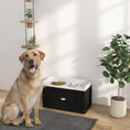 Load image into Gallery viewer, PawHut Dog Feeding Station with Storage Drawer, Dog Food Storage Cabinet with 2 Removable Elevated Dog Bowls for Large Sized Dogs, White and Black
