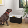 Load image into Gallery viewer, PawHut Dog Feeding Station with Storage Drawer, Dog Food Storage Cabinet with 2 Removable Elevated Dog Bowls for Large Sized Dogs, White and Black
