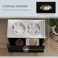 Load image into Gallery viewer, PawHut Dog Feeding Station with Storage Drawer, Dog Food Storage Cabinet with 2 Removable Elevated Dog Bowls for Large Sized Dogs, White and Black

