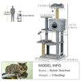 Load image into Gallery viewer, 54" Cat Tree for Larger Cats Adult with Hammock, Tal Cat Tree Tower with Scratching Post, Condo, Platforms, Play Balls for Indoor Cats, Grey
