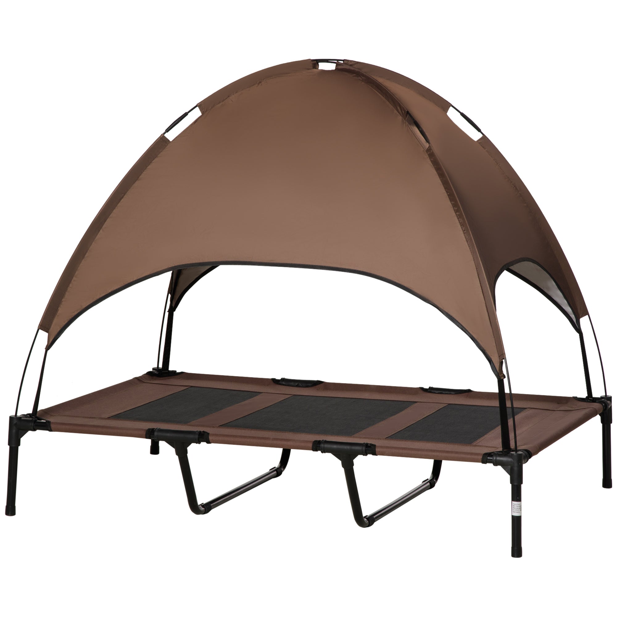 Raised Dog Bed Waterproof Elevated Pet Cot with Breathable Mesh UV Protection Canopy Brown, for XL Dogs, 122 x 92 x 108cm