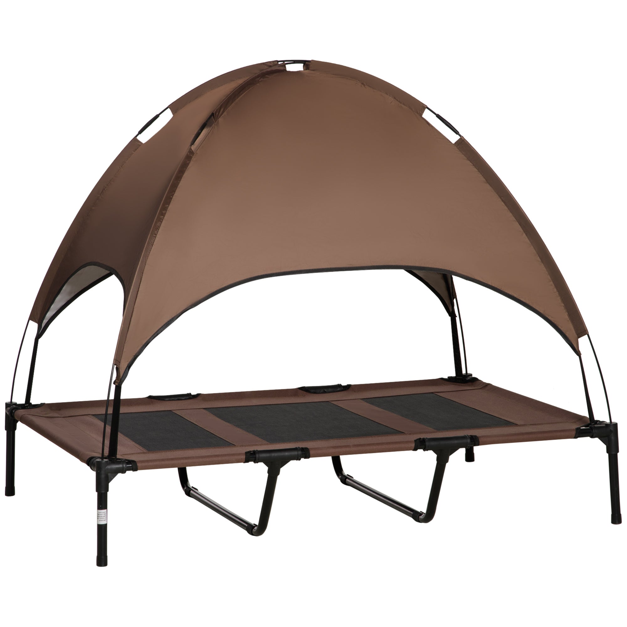 Raised Dog Bed Waterproof Elevated Pet Cot with Breathable Mesh UV Protection Canopy Brown, for XL Dogs, 122 x 92 x 108cm