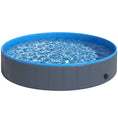 Load image into Gallery viewer, Foldable Dog Pool for Puppies and Ducks, Thickened PVC Dog Paddling Pool Bath Tub Hard Board, Anti-Slip Bottom and Hose Adapter for Easy Drainage, 140 x 30cm, Blue and Dark Grey
