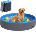 Load image into Gallery viewer, Foldable Dog Pool for Puppies and Ducks, Thickened PVC Dog Paddling Pool Bath Tub Hard Board, Anti-Slip Bottom and Hose Adapter for Easy Drainage, 140 x 30cm, Blue and Dark Grey
