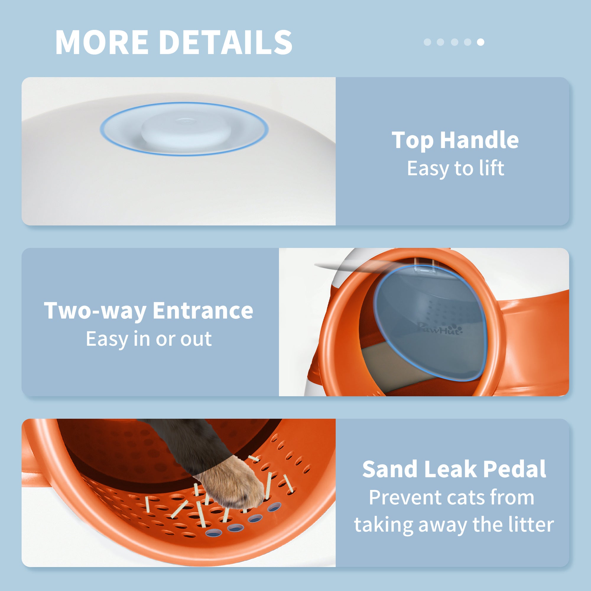 Foldable Cat Litter Box with Lid, Hooded Cat Litter Tray with High Sides, Air Freshener, Large Two-Way Entrance, Scoop, Orange