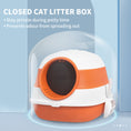 Load image into Gallery viewer, Foldable Cat Litter Box with Lid, Hooded Cat Litter Tray with High Sides, Air Freshener, Large Two-Way Entrance, Scoop, Orange
