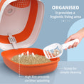 Load image into Gallery viewer, Foldable Cat Litter Box with Lid, Hooded Cat Litter Tray with High Sides, Air Freshener, Large Two-Way Entrance, Scoop, Orange
