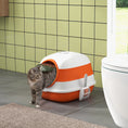 Load image into Gallery viewer, Foldable Cat Litter Box with Lid, Hooded Cat Litter Tray with High Sides, Air Freshener, Large Two-Way Entrance, Scoop, Orange

