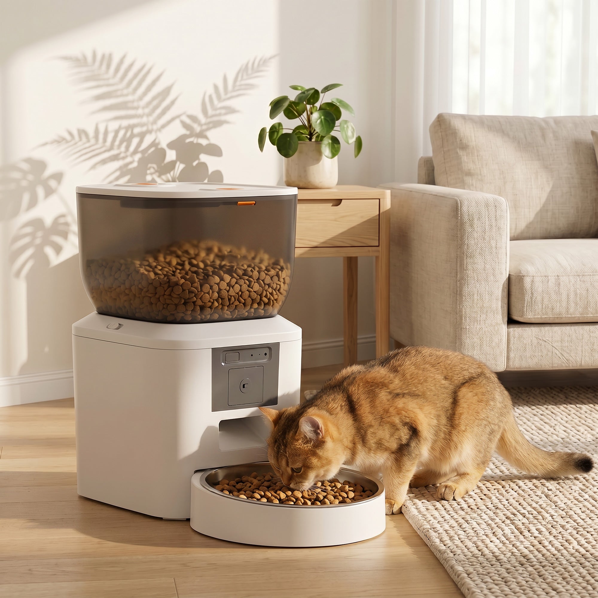 Automatic Cat Feeder with Camera, 2.4G WiFi, Smart APP Control 4L Pet Feeder 1-10 Meals with 2-Way Audio, Night Vision, Anti-Clogging, 10s Meal Call Back, Dual Power Supply, Detachable Clean